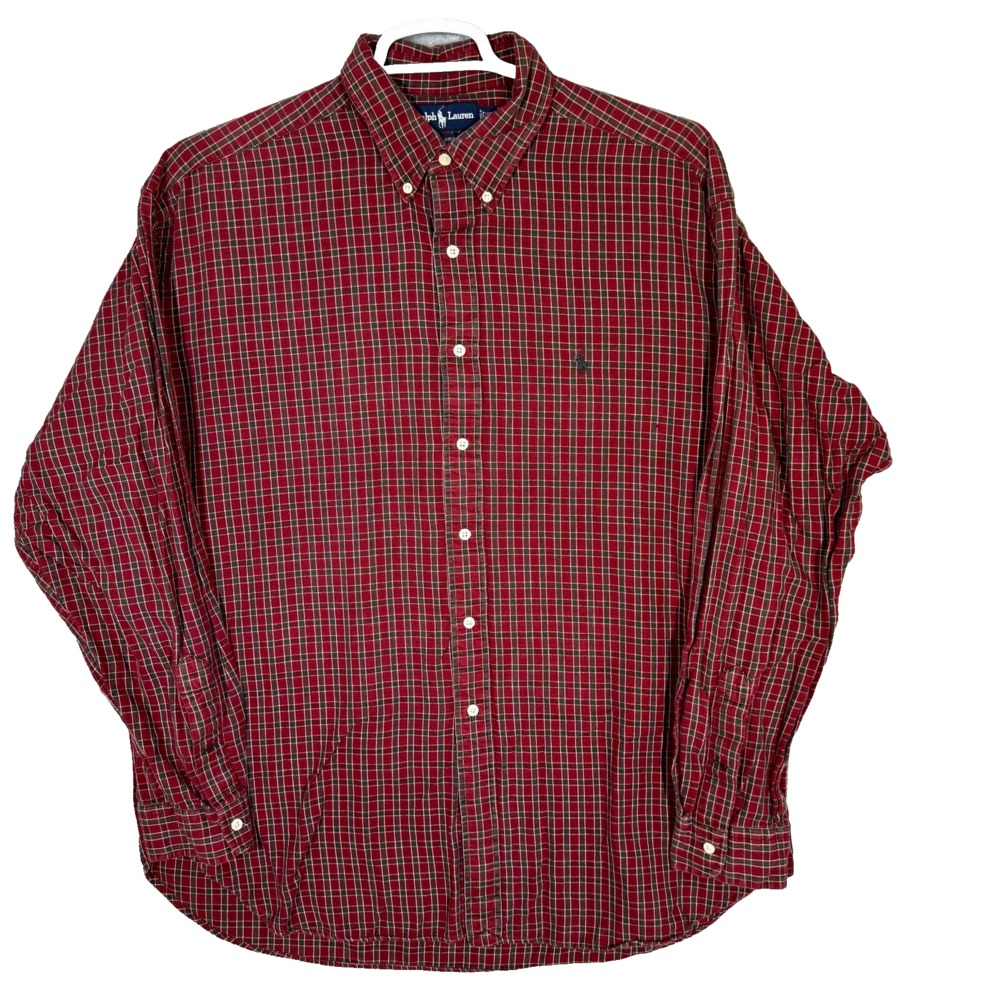 Ralph Lauren Blaire Men’s Flannel Shirt XL Red Plaid 100% Cotton Button Down